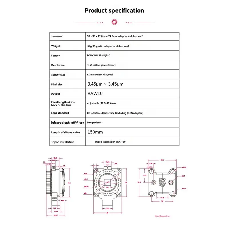 Módulo de Cámara con Obturador - Raspberry Pi Global Shutter Camera Imx296 reseña y precio